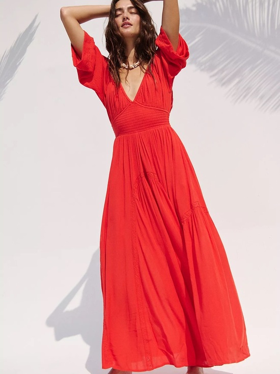 Free People Dresses & Skirts - Free People Red Maxi Dress
